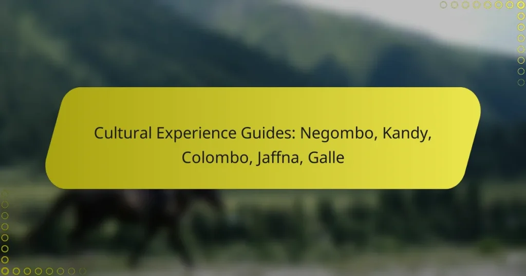 Cultural Experience Guides: Negombo, Kandy, Colombo, Jaffna, Galle