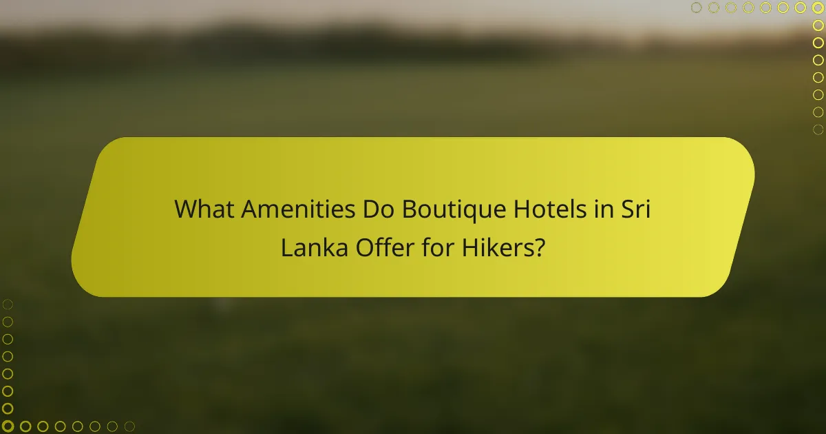 What Amenities Do Boutique Hotels in Sri Lanka Offer for Hikers?