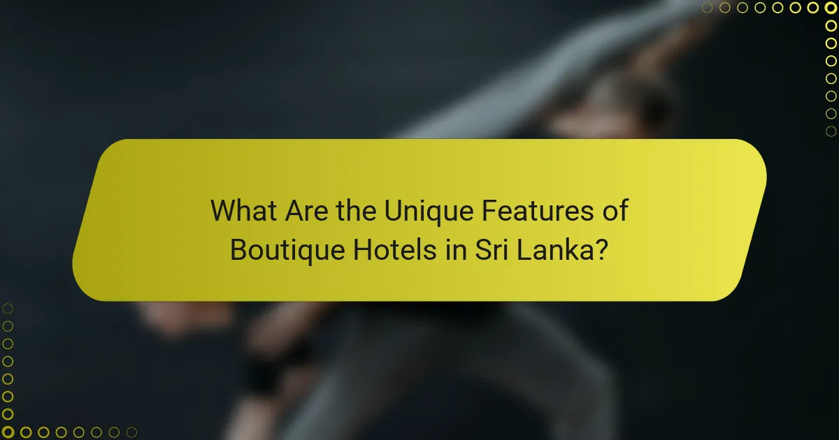 What Are the Unique Features of Boutique Hotels in Sri Lanka?