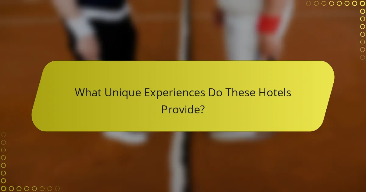What Unique Experiences Do These Hotels Provide?